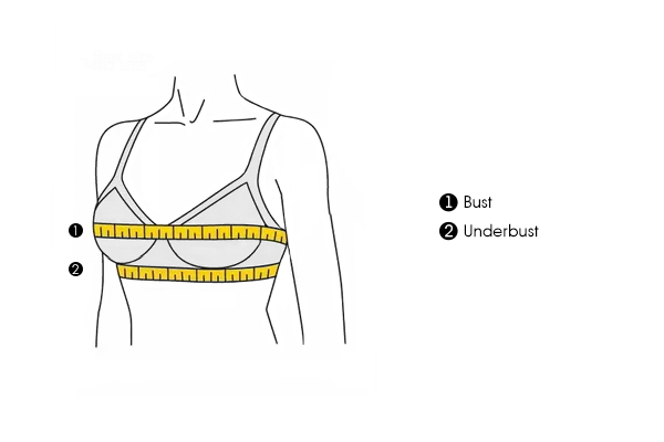 Star Forge Sizing Guide Diagram showing where to measure bust and underbust